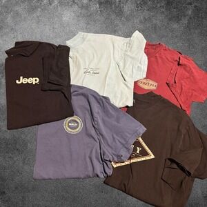 Graphic T Shirt Lot 5 Mens Large Hurley Jeep Surf Casual Logo Tees Bundle Lot